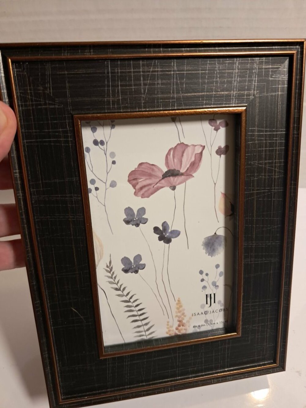 Isaac Jacobs 4x6 Black Brown Floral Picture Frame